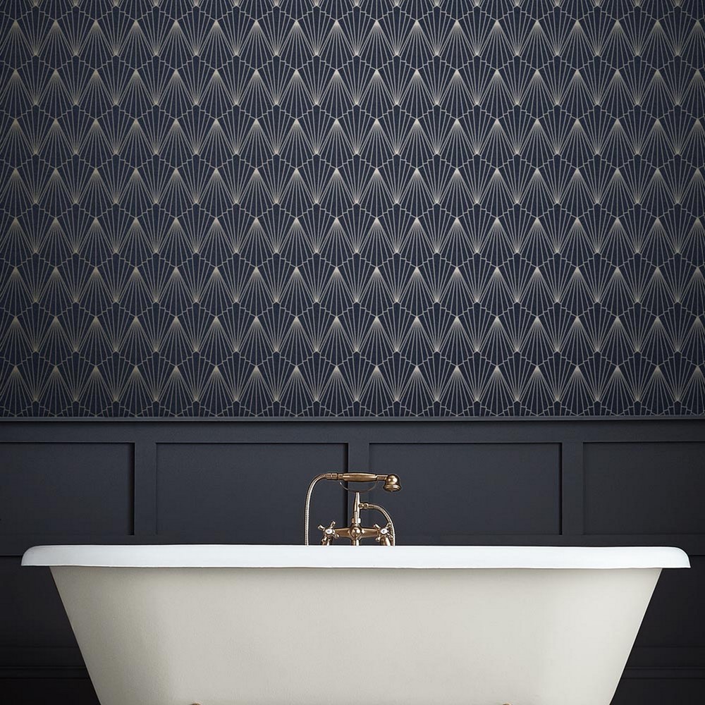 Rene Wallpaper 105928 by Graham & Brown in Night Fall Blue